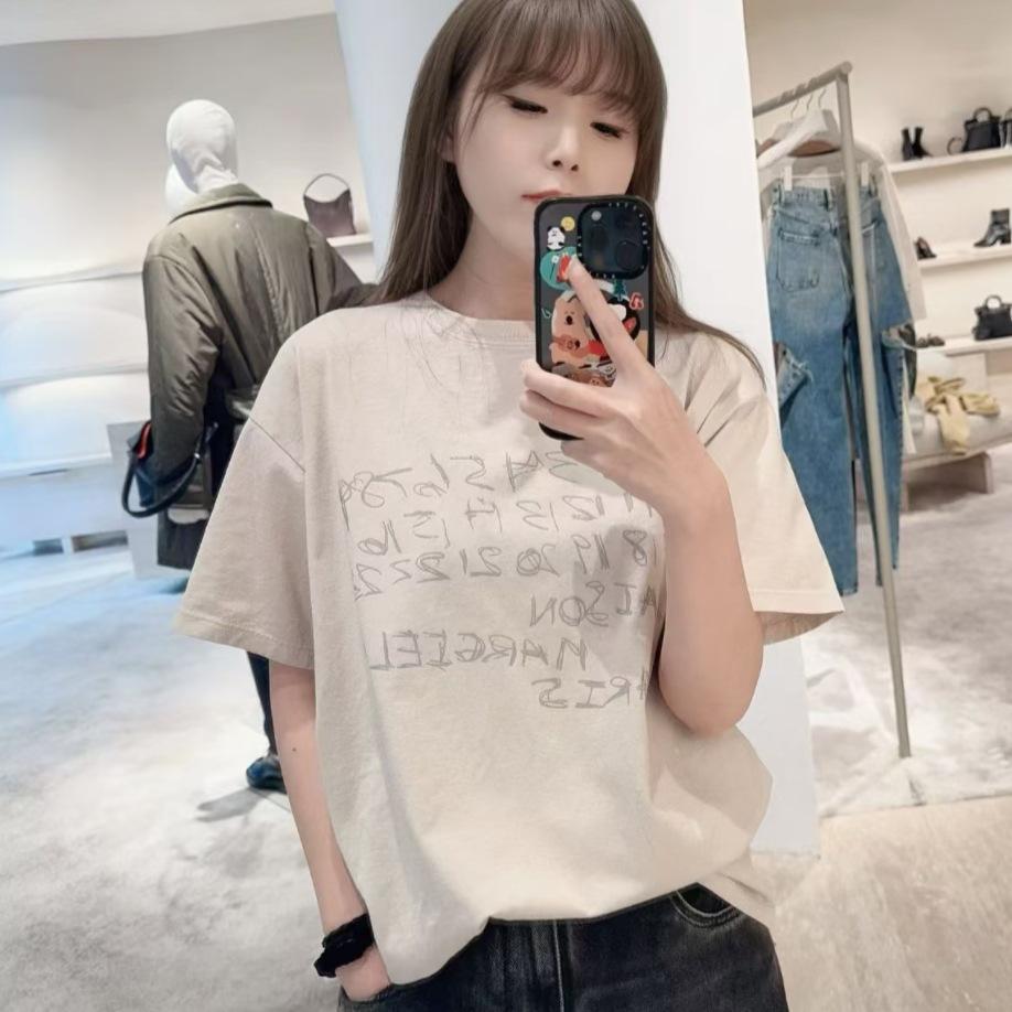 Nanyou 2026 Early Spring Retro Washed Distressed Digital Print Loose Short Sleeve Pullover