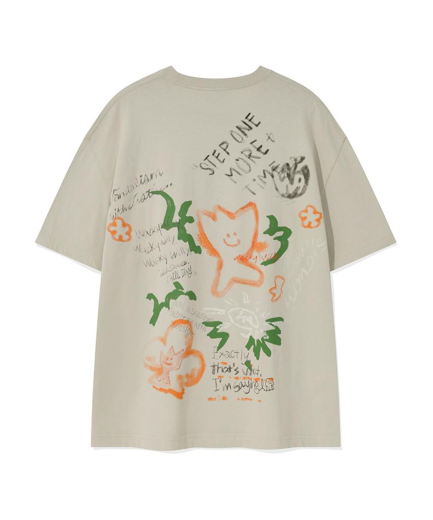 WACKY WILLY Kiki Graffiti Short Sleeve T-Shirt Light Gray