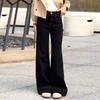 American Black Velvet Thickened Jeans Winter Women's New Design Feeling Spice Girl High Waist Slightly Wide Leg Pants