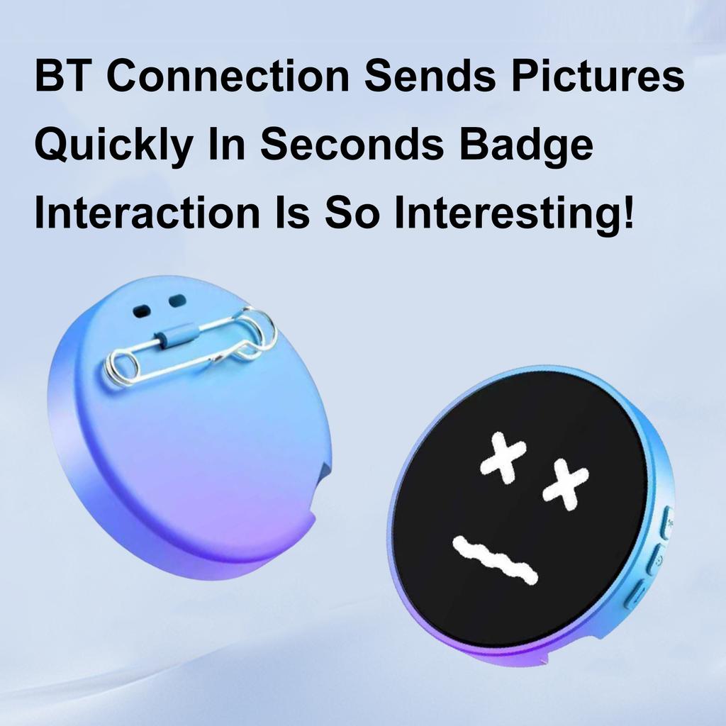 Insignă Electronică Dinamică Smart Bluetooth Insignă Anime Ecran Digital de Afișare Modă E-Insignă, Cadou Afișare Text Videoclipuri Scurte