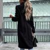 Elegante giacca lunga da donna con colletto, manica lunga, bottoni, soprabito invernale per ufficio