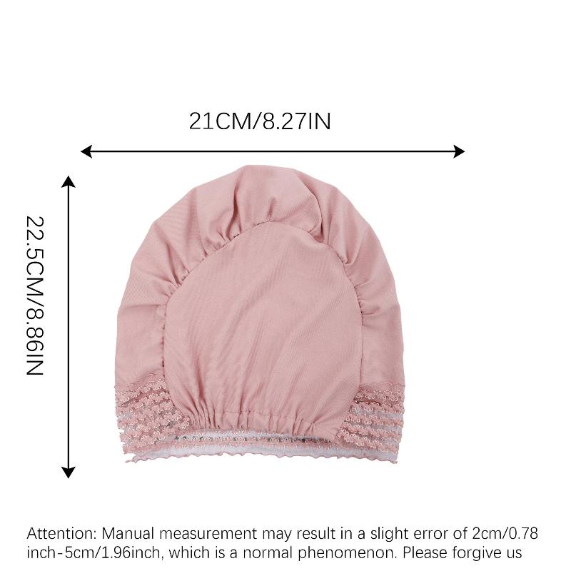 Damen Vorgebundener Turban Hohlspitze Front Hijab Elastisch Weiche Kopfbedeckung Atmungsaktive Haarabdeckung Tägliches Chemo-Kopftuch