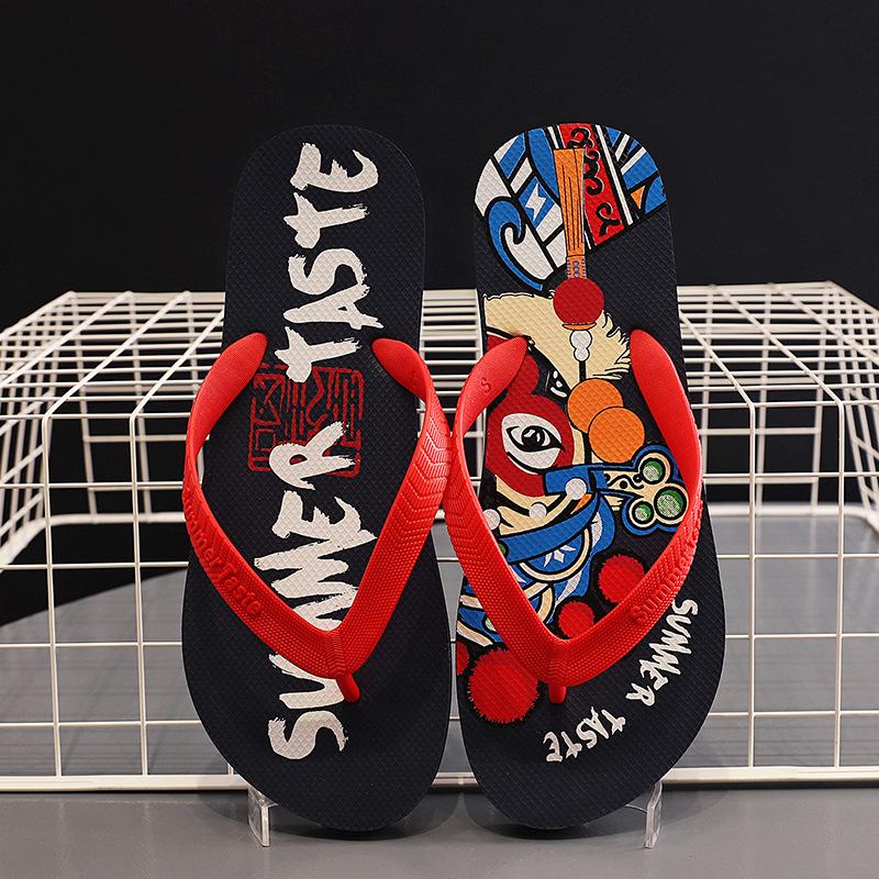 Slippers men's new outdoor pinch men's non-slip personalized sandals Guochao flip-flops trend wearing beach shoes