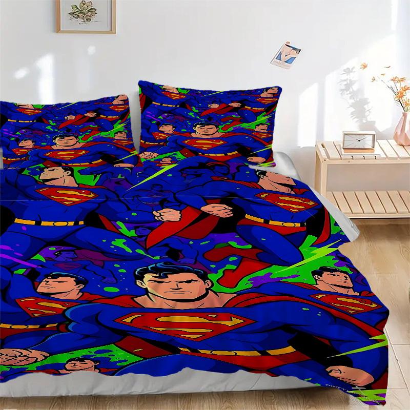 

3pcs Superman Cover Set,Soft Comfortable Duvet Cover,Guest Room (1*Duvet Cover + 2*Pillowcases, Without Core) yy251024081 135x200cm