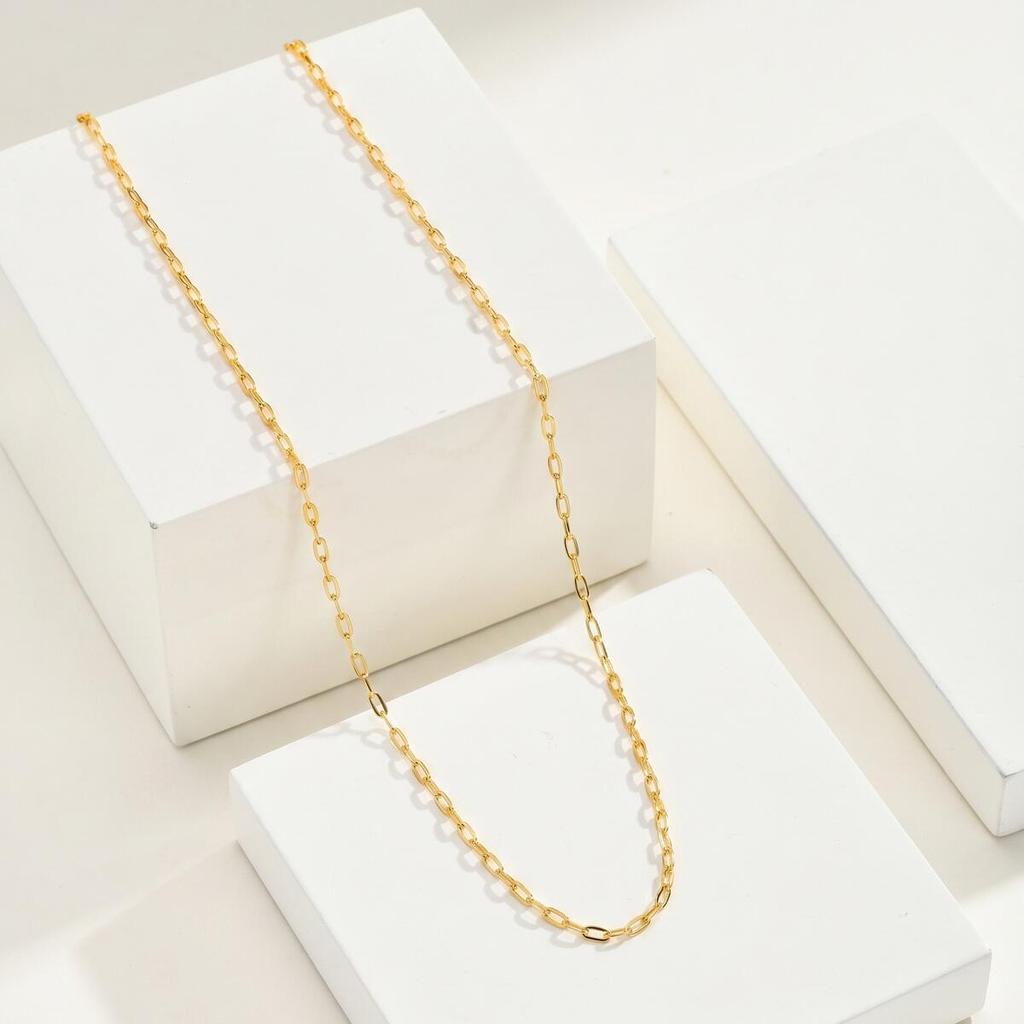 Dainty Paperclip Chain Necklace Stainless Steel 2mm Thin Rectangle Link Non Tarnish Jewelry for Women