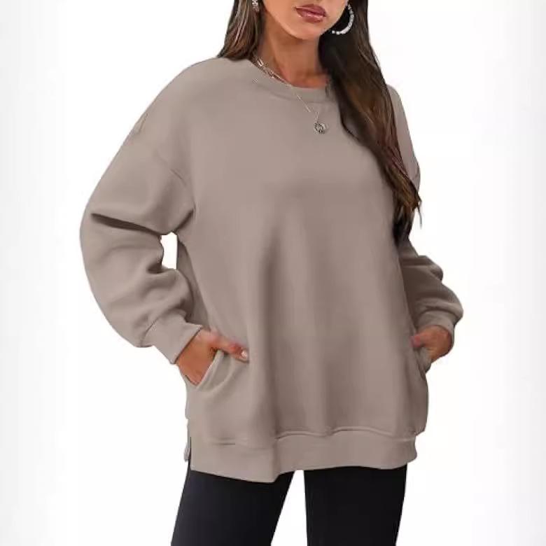 Women s Loose Fit Long Sleeve Hooded Sweatshirt with Pocket, Casual Pullover Top in Multiple Colors S хаки