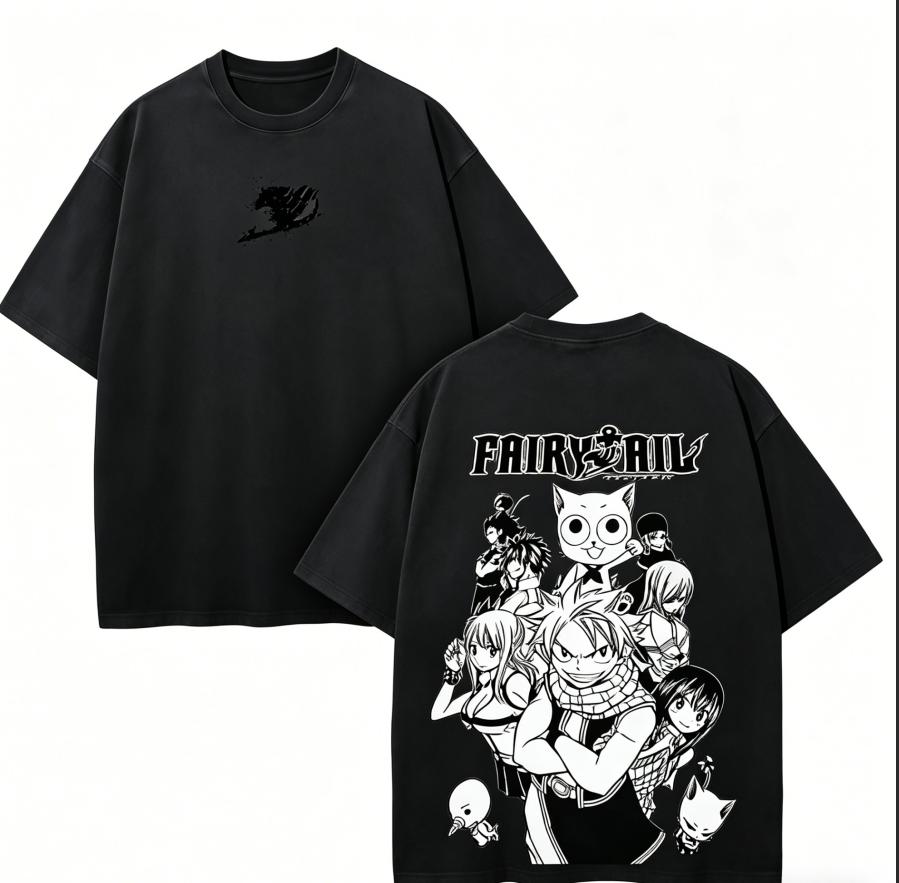 T-shirt Lavé pour Amoureux d'Anime Fairy Tail Vêtement pour toute l'année personnalité de haute qualité Vêtements Grande Taille Unisexe Nouveau Modèle T-shirt pour Couples