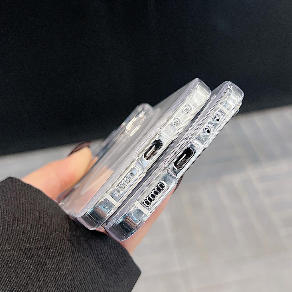 For Magsafe Magnetic 3PCS Case for Samsung Z Flip6 Flip5 Flip4 Shockproof Transparent Pc Hard Slim Phone Case Cover