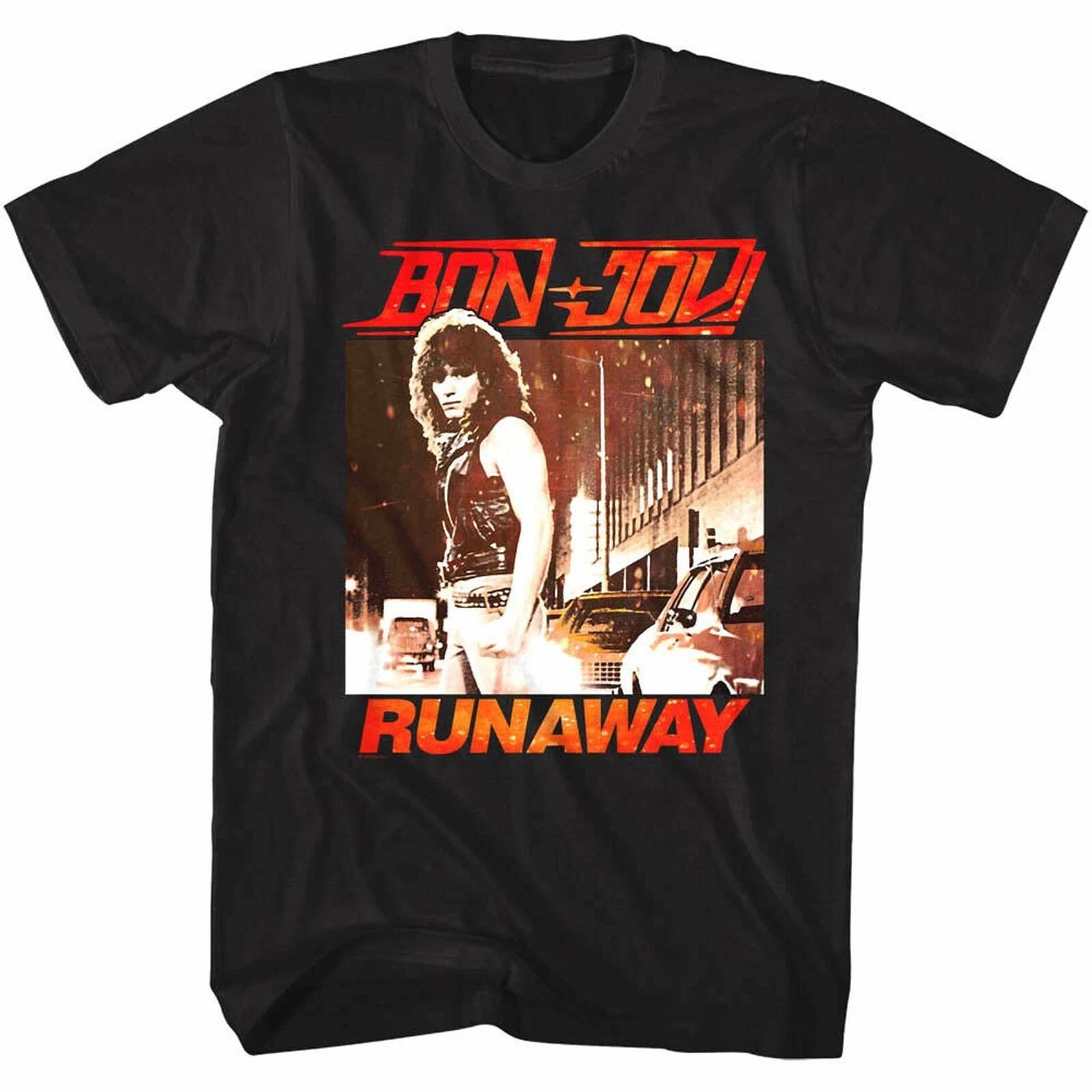 BON JOVI cd cvr FIRST ALBUM / RUNAWAY Official Black SHIRT LRG new S