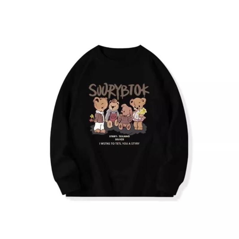 

Осень Зима Круглый вырез Винтажный Повседневный Модный Свитшот Женский Свободный Универсальный Пуловер Женский Винтажный Топ M чёрный