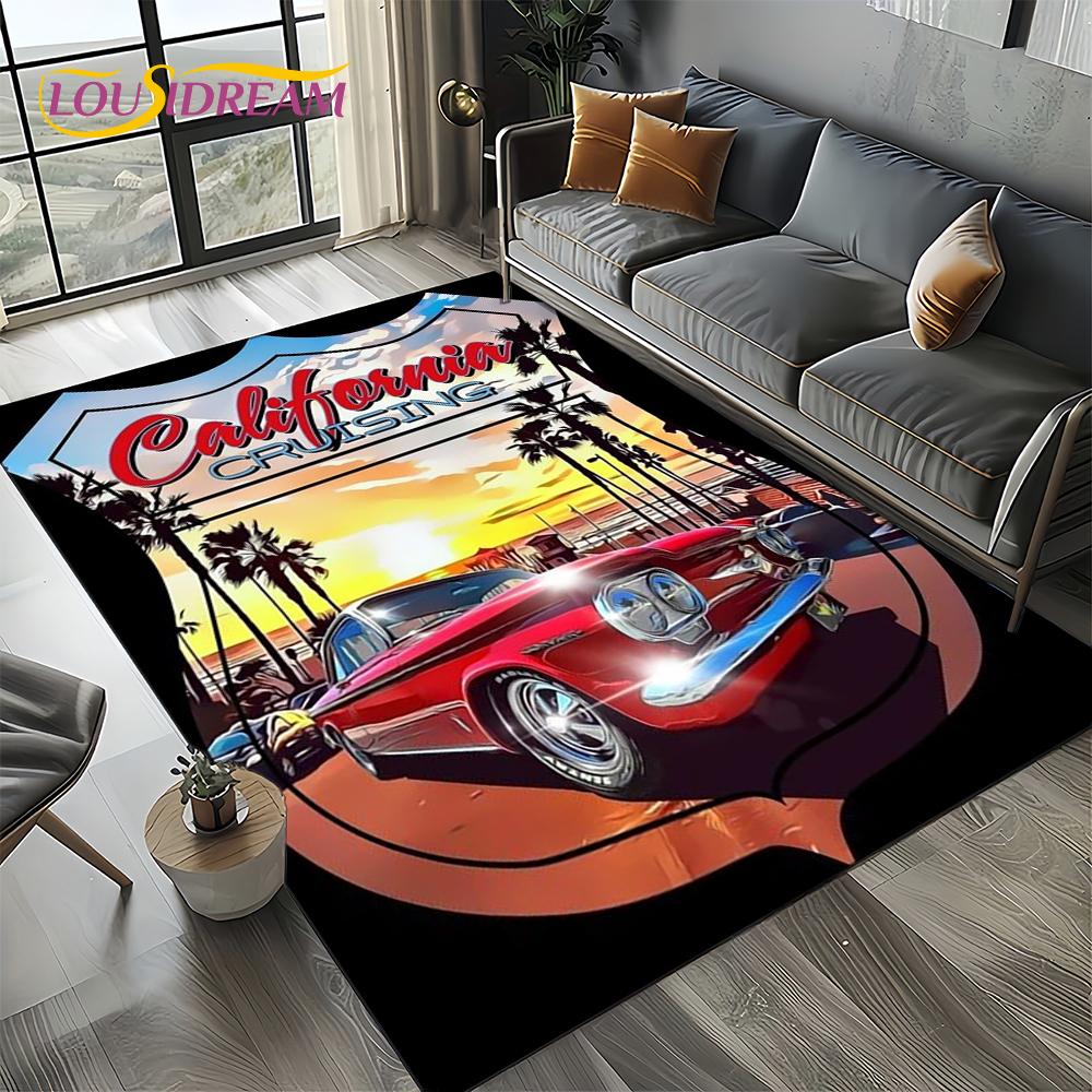 Retro America Historic Route 66,Mother Road,mãe EstradaCarpet Rug for Living Room Bedroom Home Sofa,Area Rug Non-slip Floor Mat