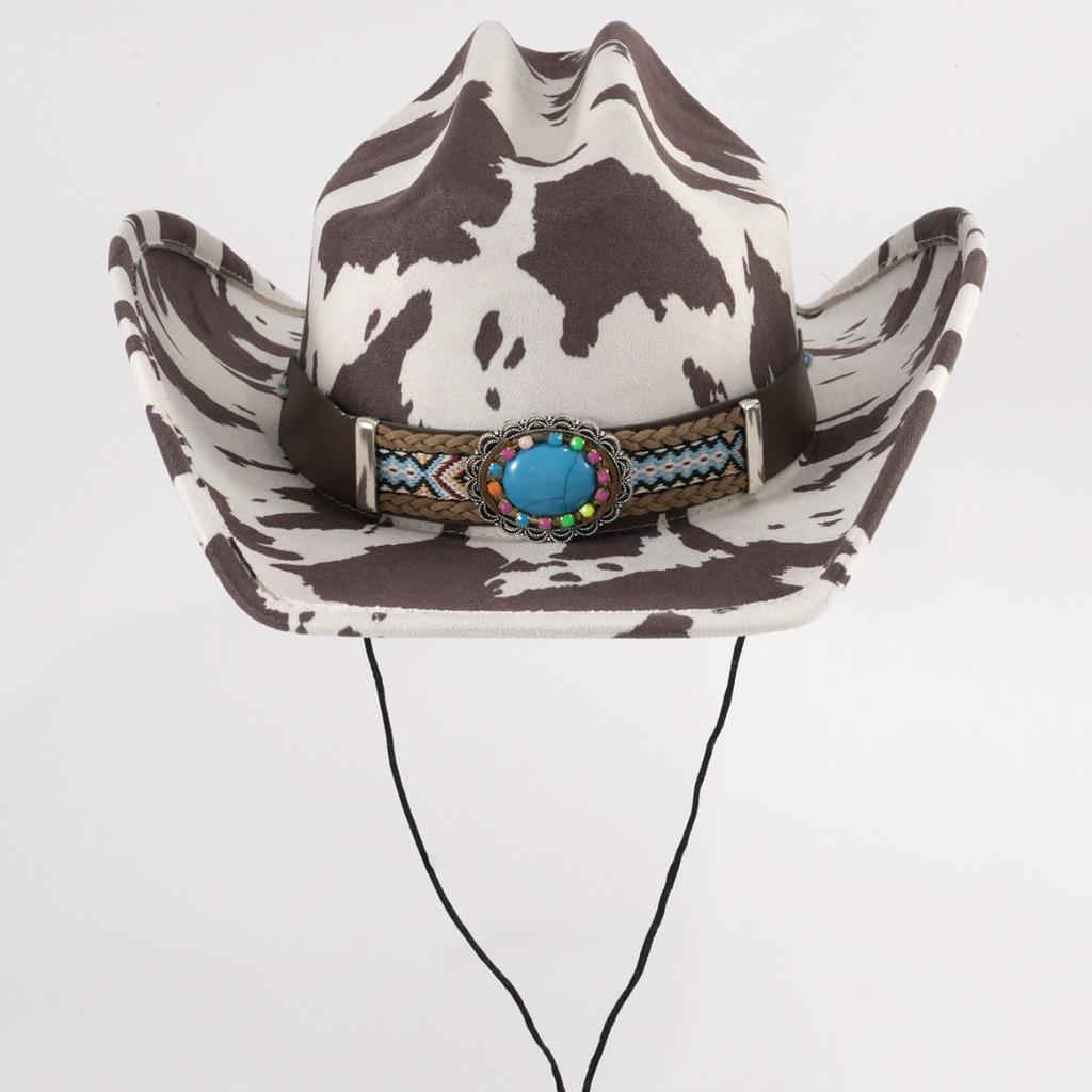 Jazz Fedora Western Cowboy Hat New Style for Men and Women, European and American Ethnic Style, Tibetan Classic Woolen Hat for Outdoor Use