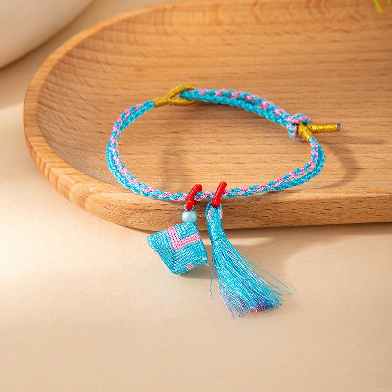 Colorful Woven Tassel Charm Bracelet Handmade Adjustable Braided Jewelry for Couples Friends Gift