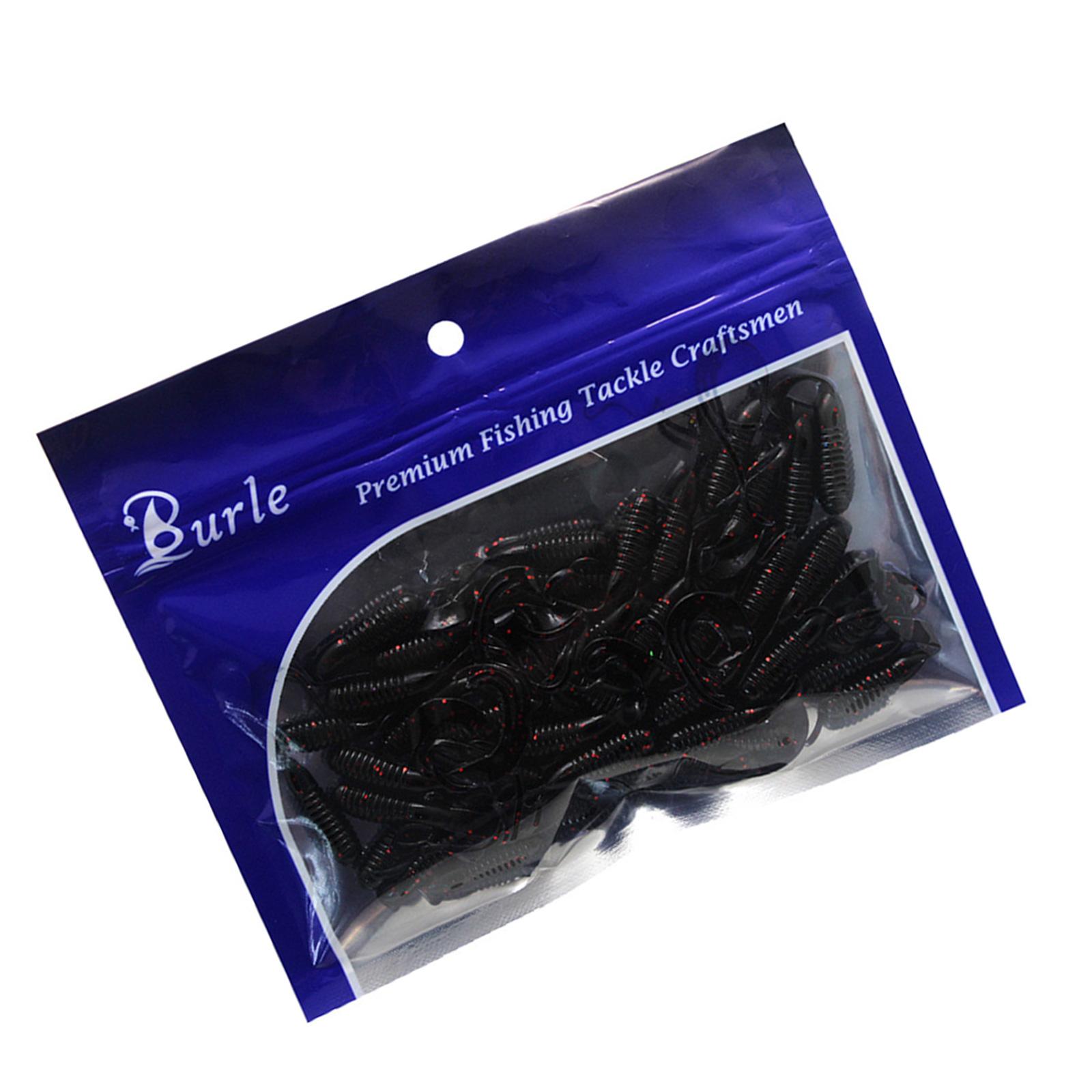 

50 шт. мягкие рыболовные приманки Twister Tail Baits 4 см 3D Eyes Long Wavy Tail Swimbaits Bass Fish Lures Bags Sea Trouts чёрный