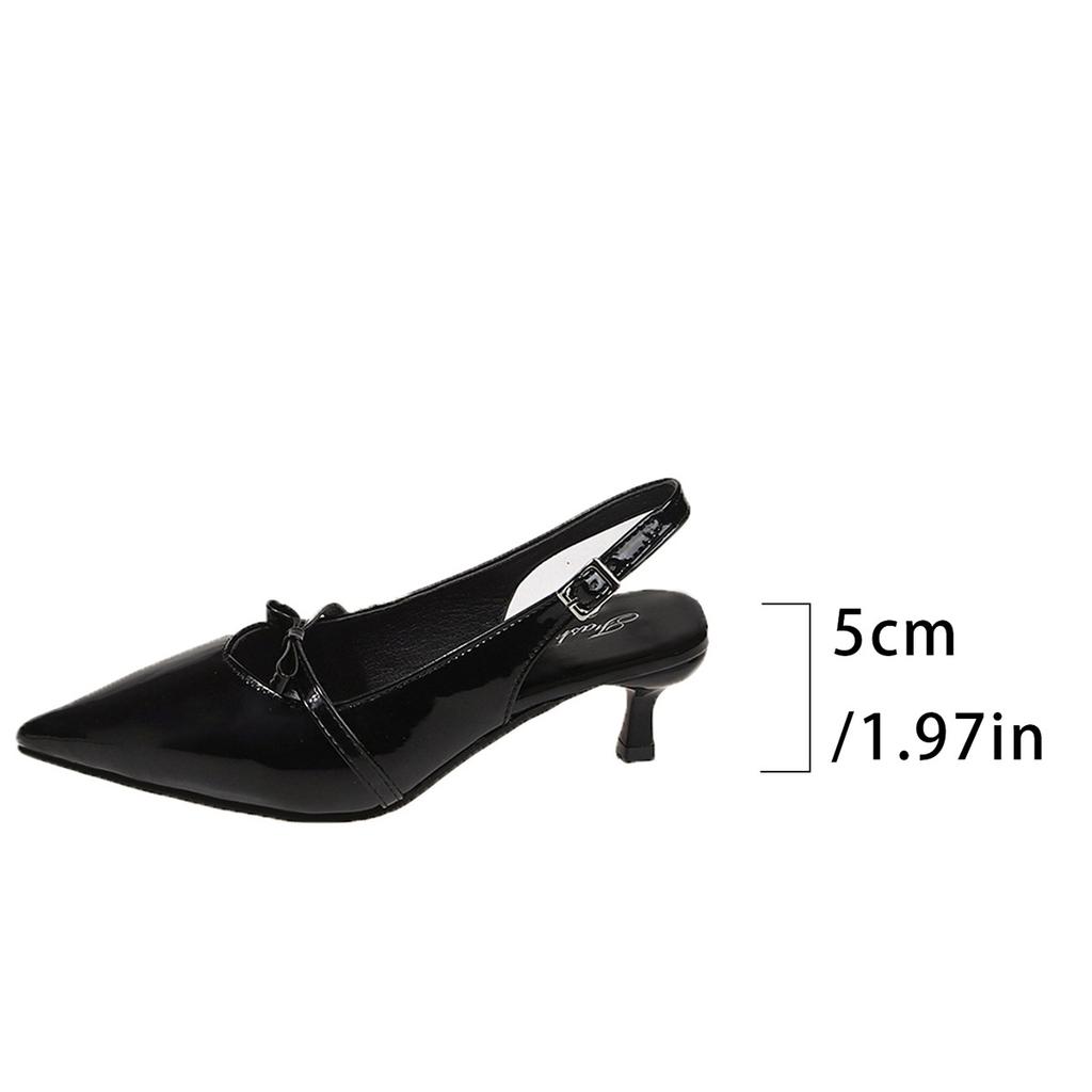 Foreign Trade Large Size Bow One-word Buckle with Pointed Head High Heels Temperament Feminine Elegant Bag Head Sandals Children