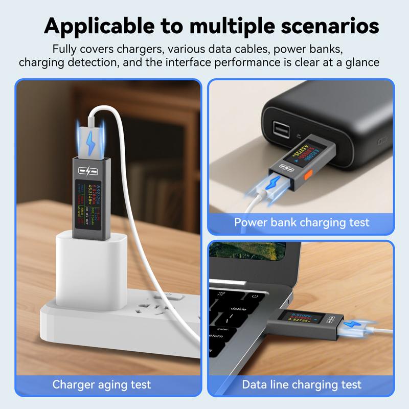 UT01U UT03C Digital Voltage Meters USB/Type-C Current Voltage Capacity Battery Tester Charger Capacity Tester Meter DC 4-30V