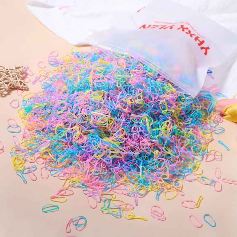

500Pcs/Set Girls Colourful Elastic Disposable Soft Rubber Band Hair Tie Headband Children Ponytail Holder Bands Kids Accessories