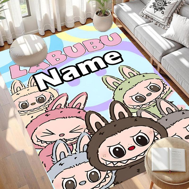 Custom Name Personalized Labubu Print Carpet, Versatile Home Decor Rug, for Playroom, Apartment, Balcony, Entryway, Hallway Gift