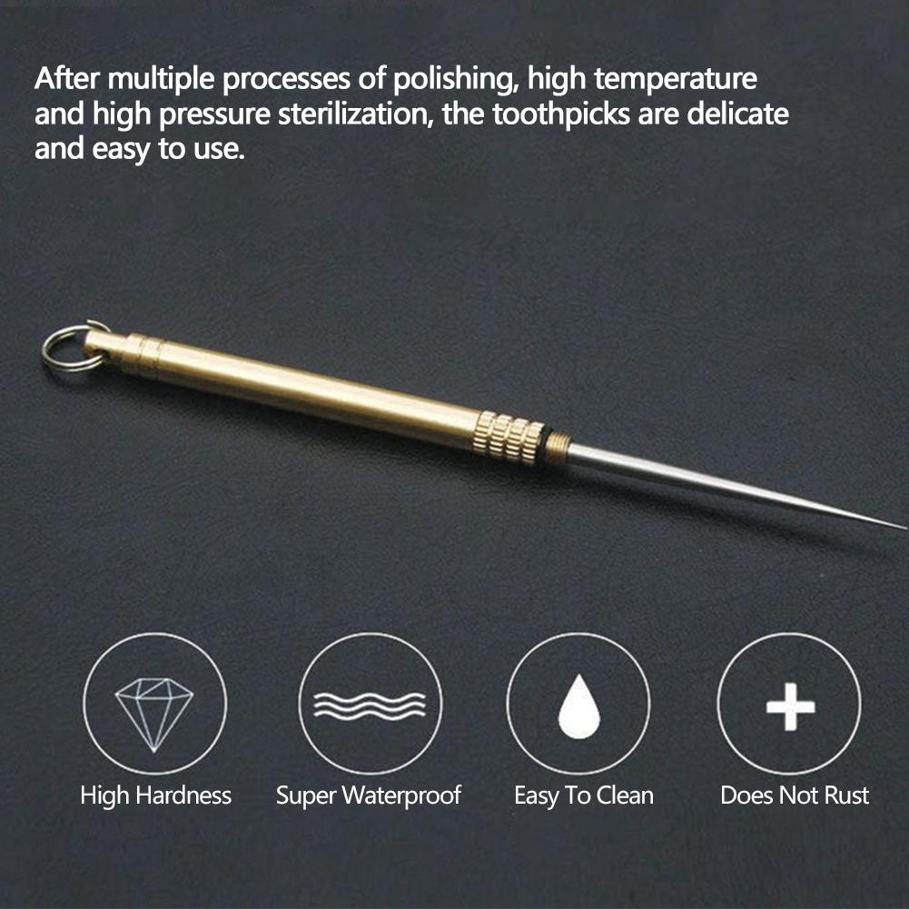 Sticla portabilă de scobitoare EDC din titan multifuncțional pentru exterior, furculiță cu fructe, instrument de camping, tubul pentru scobitoare este mai durabil decât ața dentară