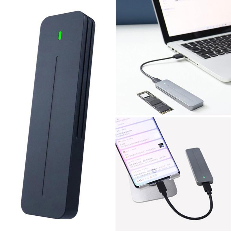Solid Disk Case M.2 Solid Disk Enclosure Supports 10Gbps Fast Speed Data Transfer Aluminum Heat Dissipation Power Failure Protect