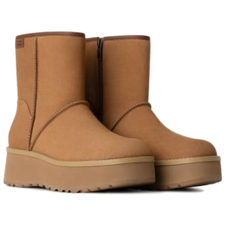 UGG Cityfunc Suede Warm Comfortable Versatile Short Snow Boots Women Boots Brown 1158196-CHE