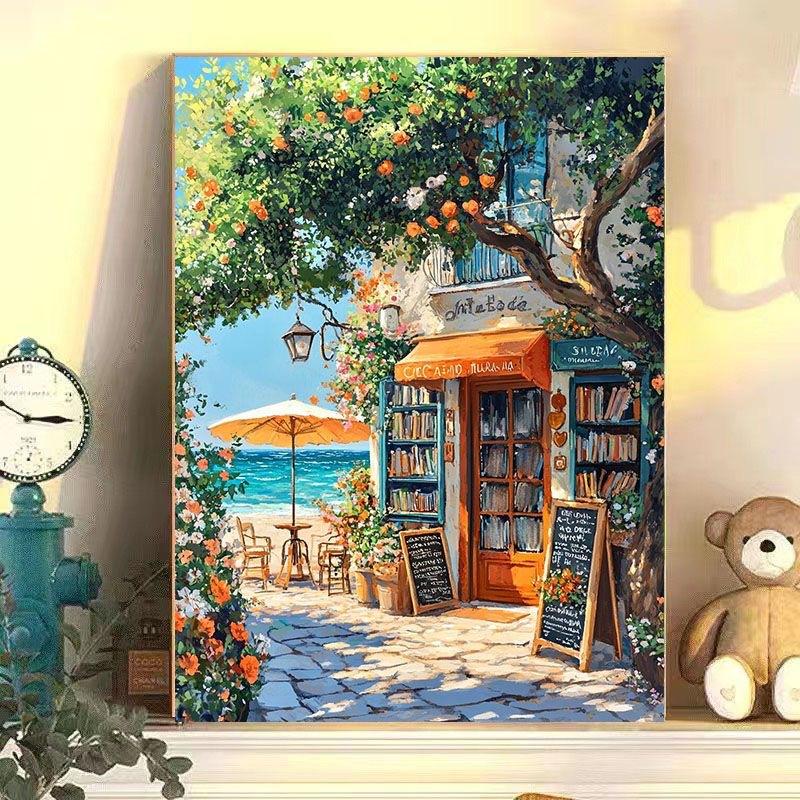 Diy Digital Oil Painting Flower Landscape Filling Coloring Oil Painting Stall Toy Painting