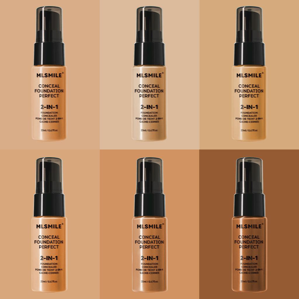 Matte Oil Control Concealer Foundation 6 Colors Long-lasting Hydrating Full Coverage Liquid Foundation