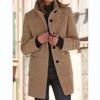 Autumn and Winter Retro Button Up Collar Woolen Coat for Women In Europe and America