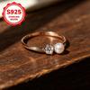 1pcs 925Sterling Silver Women's ring with ultra-bright inlay3A Diamond and pearl gifts carry beautiful meanings