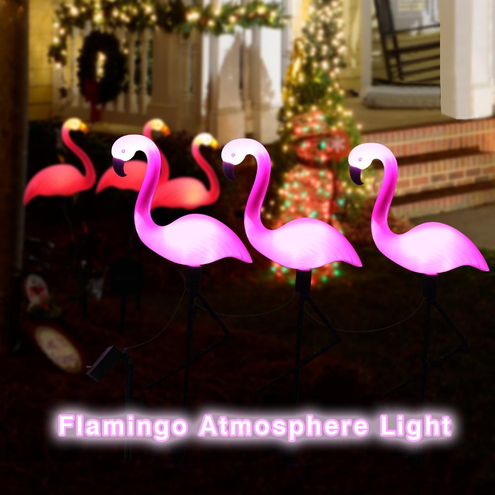 Flamingo Solar Garden Lights Outdoor Decor Waterproof Lawn Light Pathways Patio Decoration Stake Lights Holiday Supplies