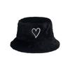 Thick Plush Bucket Hat for Woman Windproof Heart Patchwork Design Bucket Hat Adult Teens Winter Keep Warm Fisherman Cap