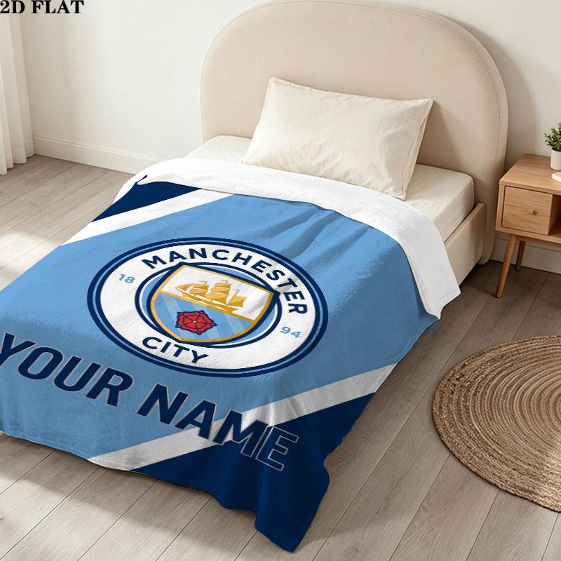 Vlastní deka Manchester City, Vysoká kvalita, Pohodlná pro všechna roční období, Domácí dekorace, Teplo a pohodlí