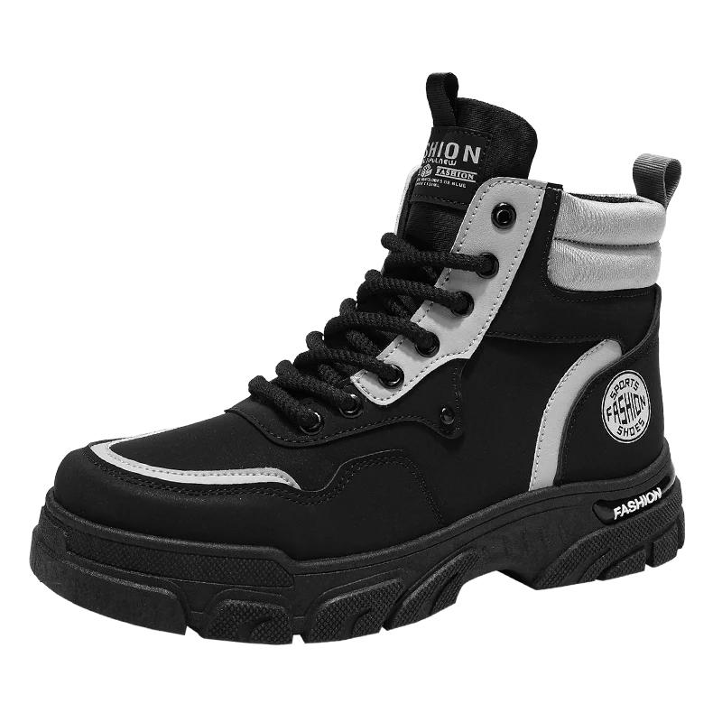 Taco High Heel Ankle Boots Men Work Safety Shoes Dress Booty Man Men's Leather Winter Shoes Brown Boot Mens Shoe Casual Sneakers