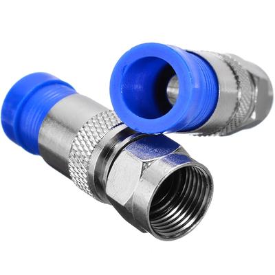 10 peças Conectores de Compressão RG6 Conector Tipo F RG6 Coaxial Acessório de Compressão Coaxial Conexão à Prova d'Água Preto e Azul