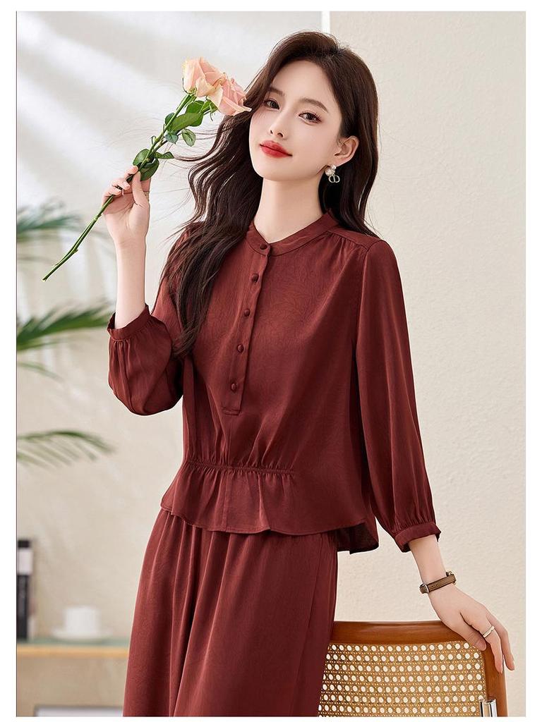 2025 Women's Spring Fashion Set: Stand-Up Collar Jacket & Wide Leg Pants