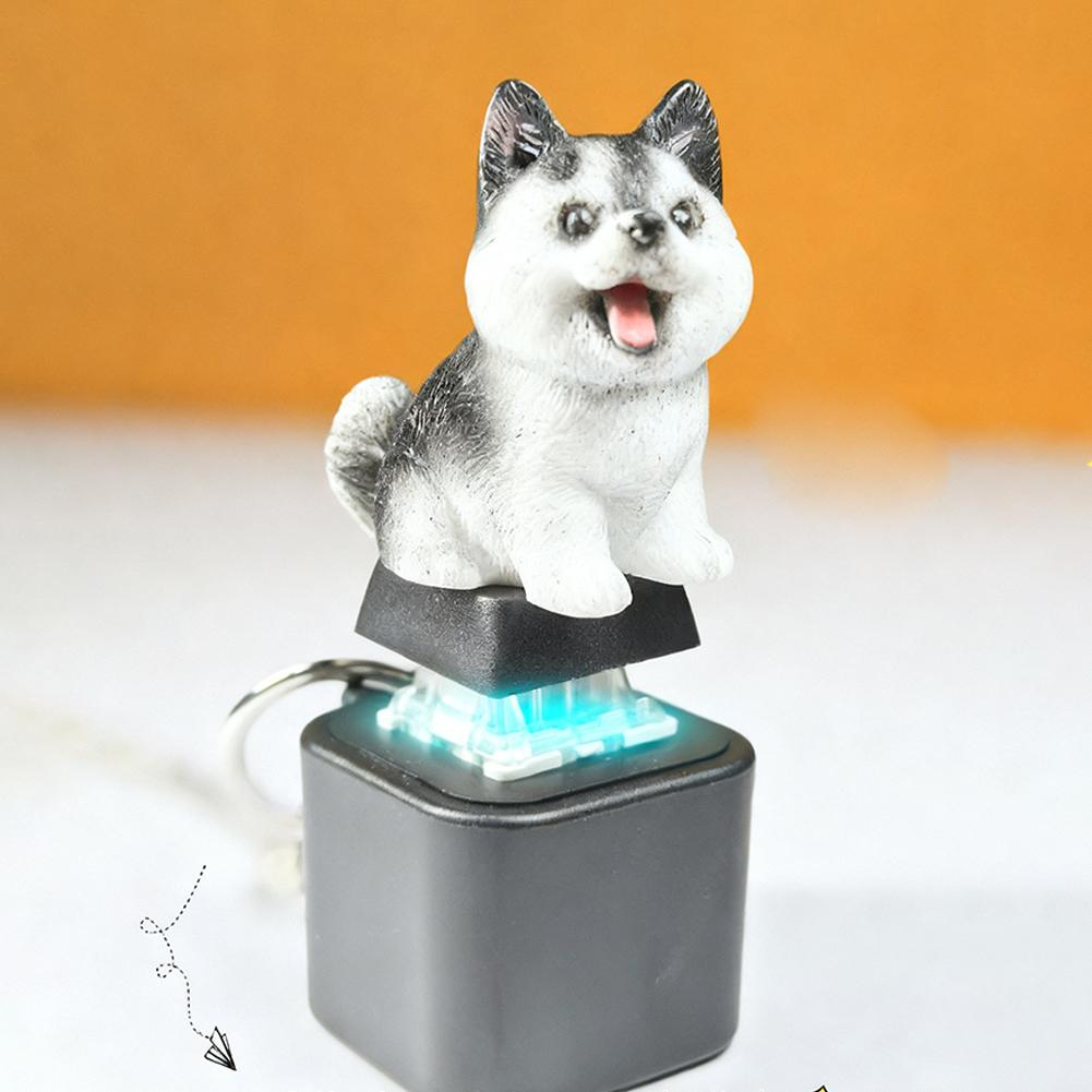Lustiger Tier-Knopf-Sound-Schlüsselanhänger Katze/Hund/Eidechse/Schlange Stressabbau-Knopf-Spielzeug Schlüsselanhänger Hängendes Ornament Mit LED-Licht