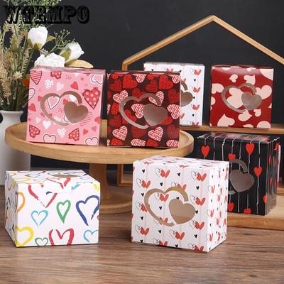 30pcs Gift Boxes with Heart Shape Window Paper Treat Boxes Love Heart Gift Wrap Boxes Packaging Box for Weddings Decoration Birthdays Party Supplies