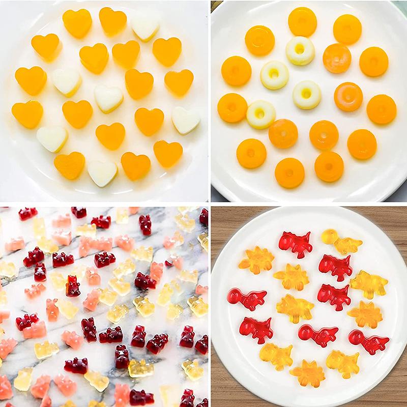 Gummy Bear Mold Silicone Chocolate Mold with Dropper DIY Dinosaur/Bear/Heart and Mini Donuts Valentine's Day Party Baking Mold