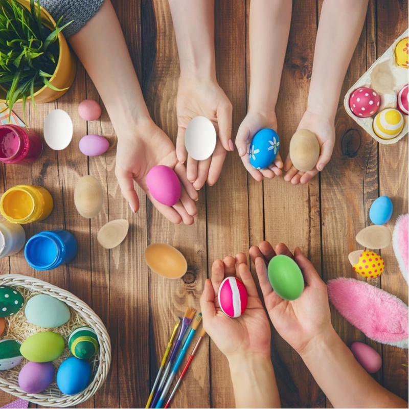 Wooden Easter Eggs To Paint, High Quality Unpainted Wooden Eggs Fake Wood Craft Eggs For Decorating, Easter Egg Ornaments