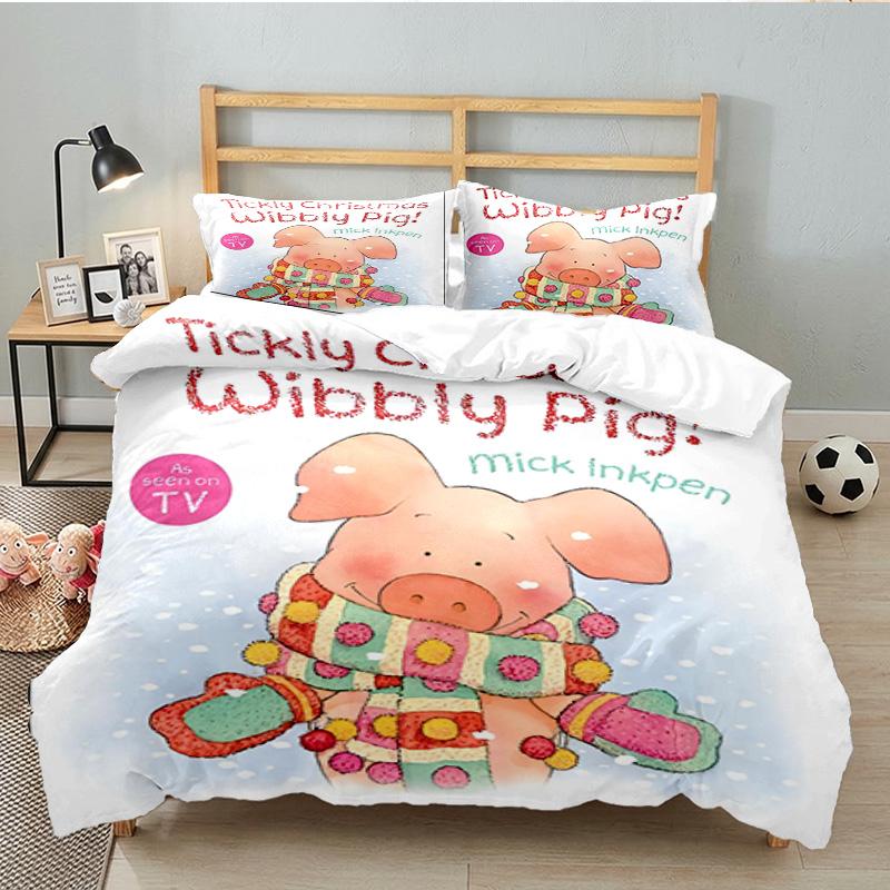Wibbly Pig Adventure 3PCS Bedding set,Ideal for 1pc Duvet Cover And 2pcs Pillowcases Perfect for Fan gift,Ideal for Bedroom, Dormitory