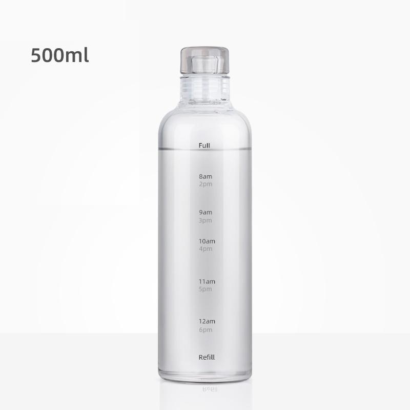 

500/750 мл стеклянный стакан с маркером времени креативная большая емкость герметичная бутылка для напитков прозрачный портативный кувшин для воды сок 500-750ML
