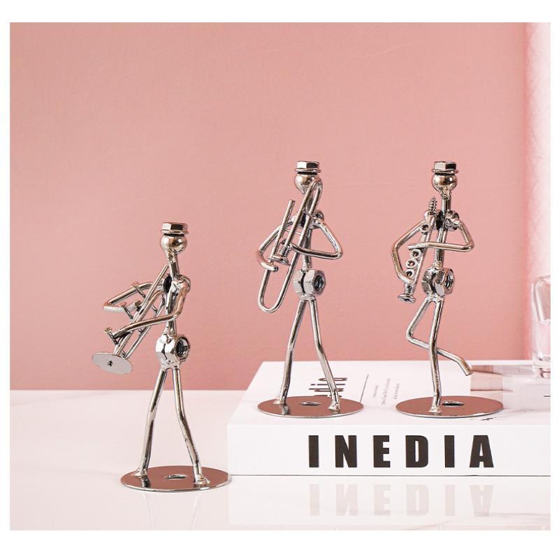 Retro Ironwork Band Ornament Metal Electroplating Mini Music Minimalist Guitar Violin Decoration Handicraft Classical Gift