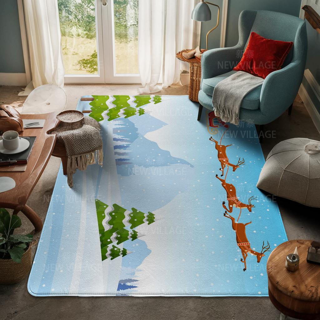 House Entrance Carpet Home Door Mat Living Room Bath Foot Bathroom Non-slip Water Absorption Rugs Bath Merry Christmas Winter