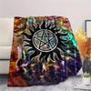 1Pc Pentagram Supernatural Print Flannel Blanket, High Quality Comfortable for All Seasons, Home Decor, Warmth and Comfort, Perfect for Gifts
