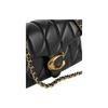 COACH Tabby 20 Striped Quilted Magnetic Closure Logo Flip Top Sheepskin Leather Pillow Bag Crossbody Shoulder Bag Small Female Black