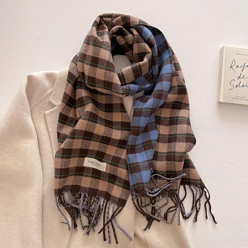 Autumn and Winter New Fashion Plaid Scarf Men and Women Versatile Warm Shawl Versatile Thickened Couple Scarf