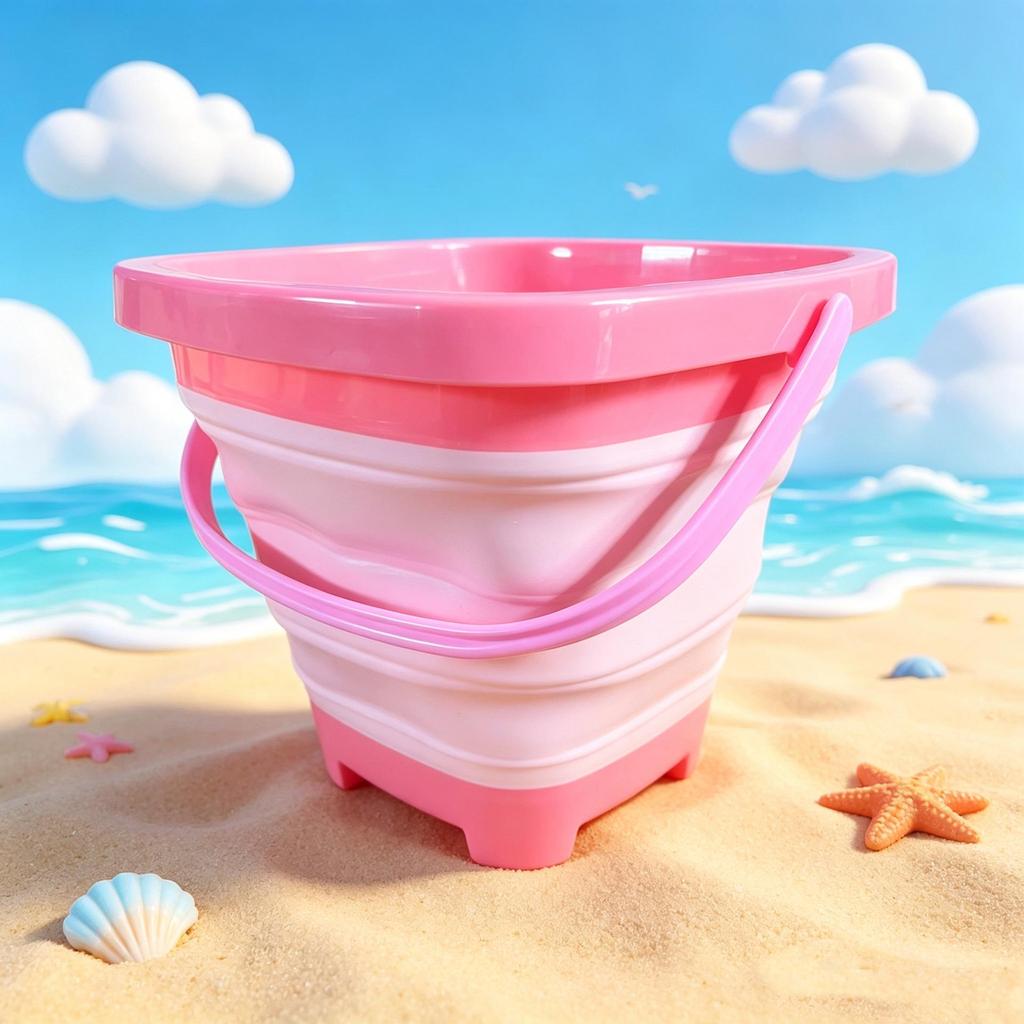 Faltbarer Strandeimer & Sandspielzeug-Set für Kinder: Weiche Gummi-Wassereimer, Schaufel und Sprinkler-Werkzeuge.