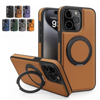 Applicable To Apple 17 ProMax Magnetic Phone Case Rotating Bracket IPhone 16 Yashi Leather Anti Fall Protection Case