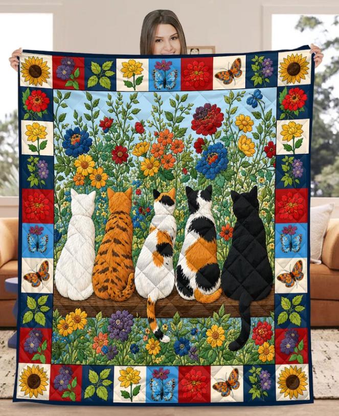 Black Cat Moon Blanket, Gothic Floral Throw Blanket Dark Academia Decor Witchy Cat Gift Celestial Moth Blanket, Cozy Plush Throw