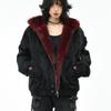 Red Faux Fur Lining PU Winter Coat Man Woman Winter Warm Thicken Fleece Hooded Jacket Padded Coats